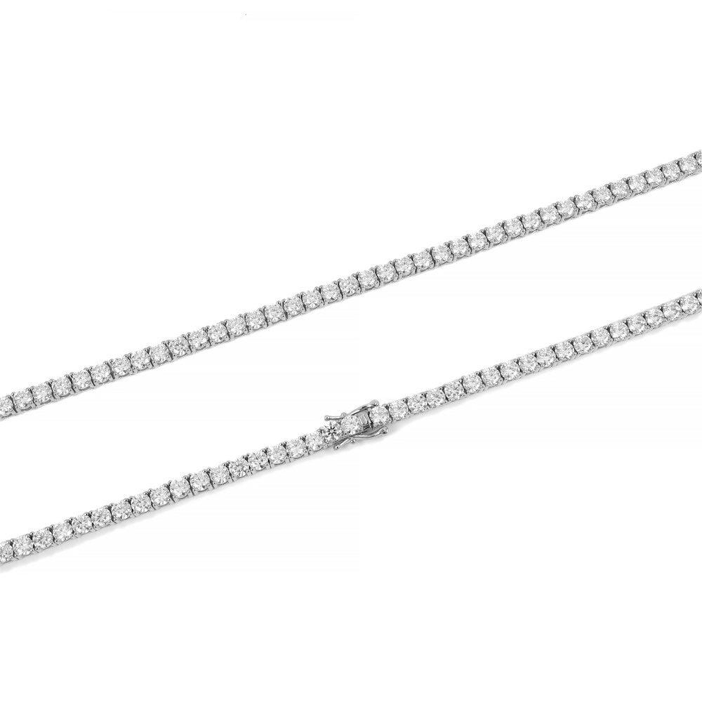 4MM Diamond Tennis Chain 14K Solid White Gold