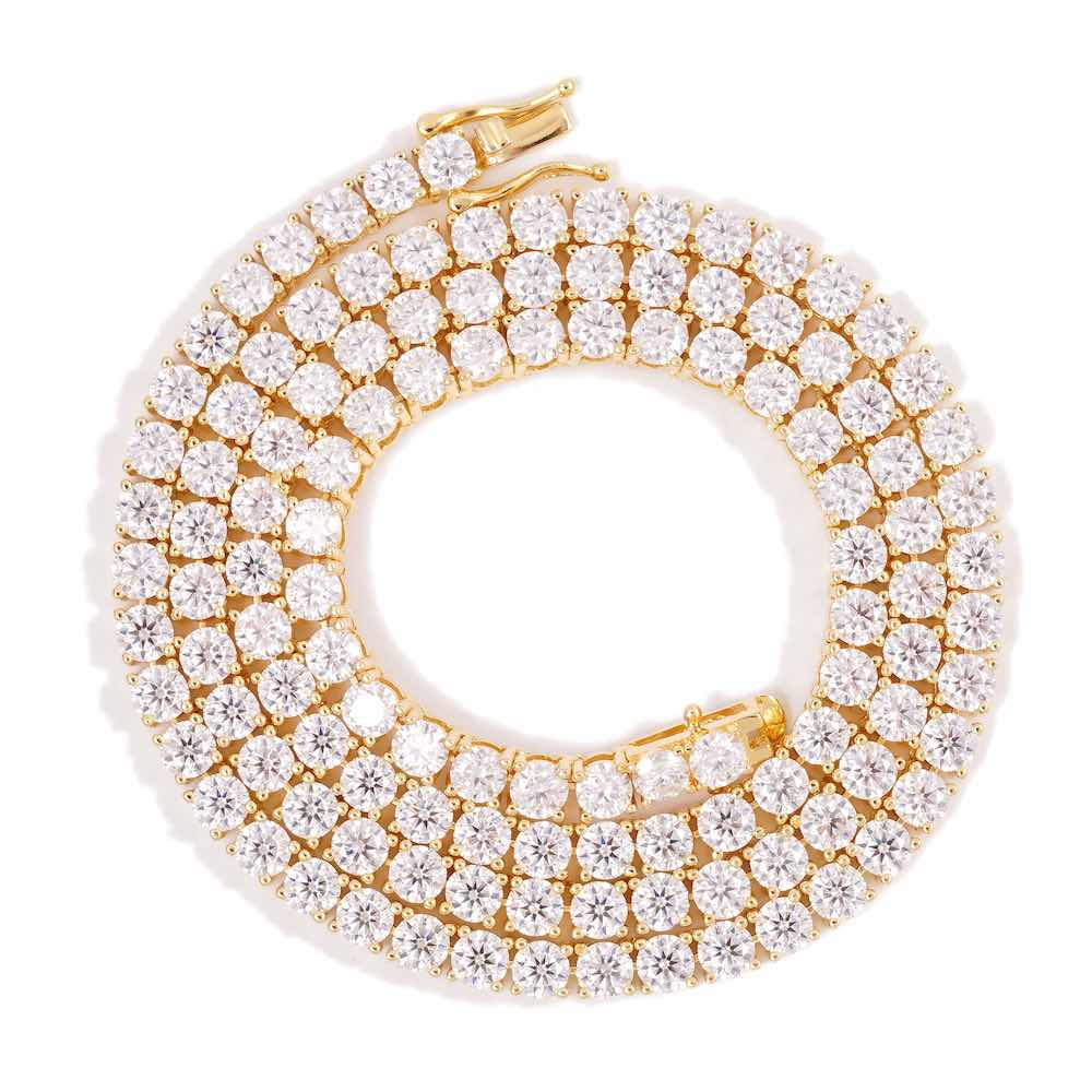 4MM Diamond Tennis Chain 14K Solid Yellow Gold