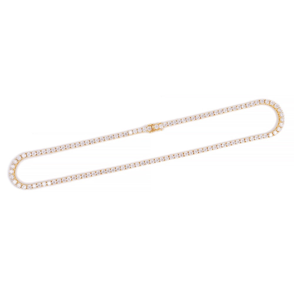 4MM Diamond Tennis Chain 14K Solid Yellow Gold
