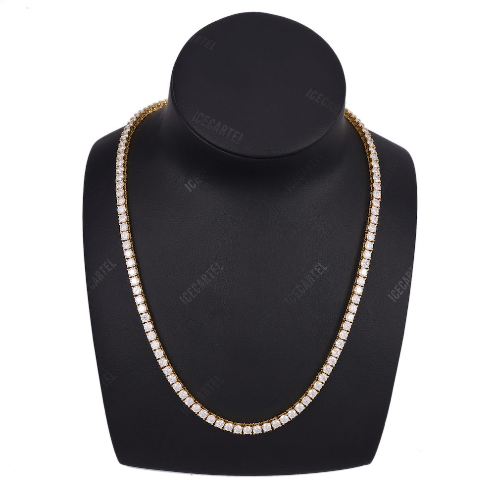 4MM Diamond Tennis Chain 14K Solid Yellow Gold