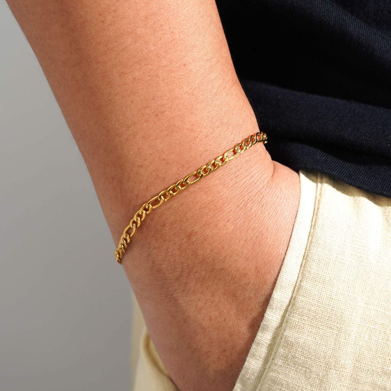 4MM Figaro Bracelet 14K Gold
