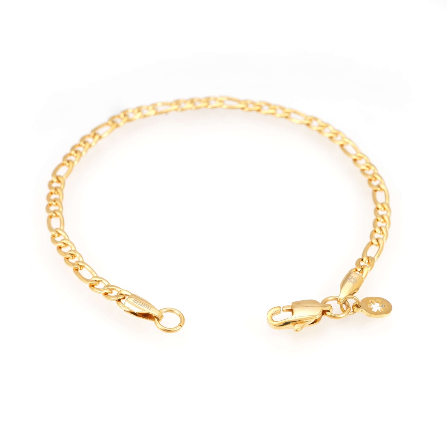 4MM Figaro Bracelet 14K Gold