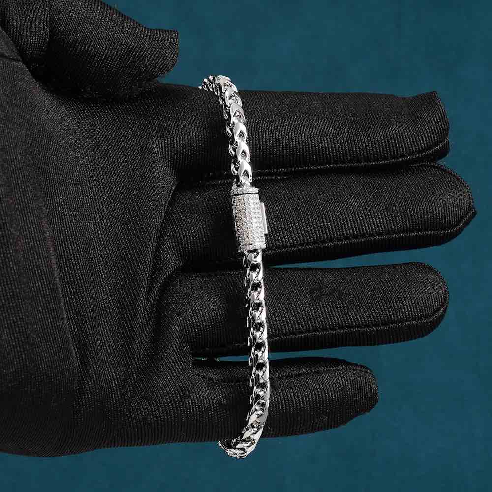 4MM Moissanite Franco Bracelet 14K Gold