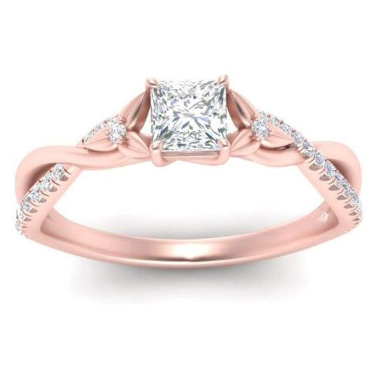 2ct Princess Shape Diamond Solitaire And Twisted Pave Engagement Ring