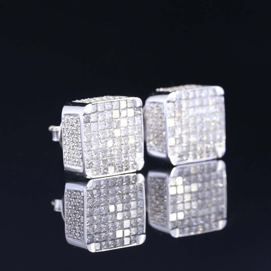 Best Hip Hop Round And Princess Moissanite Diamond Stud Earring