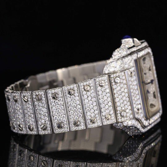 Cartier White Gold Color Moissanite watch Iced Out Watch For Men