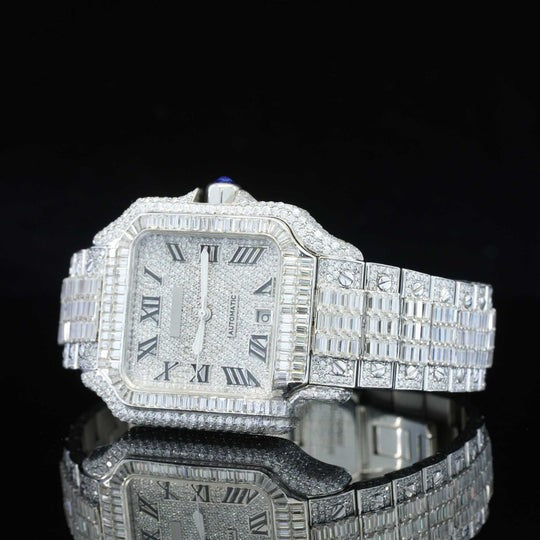 Iconic Cartier Roman Number Hip Hop Iced Out Moissanite Watch