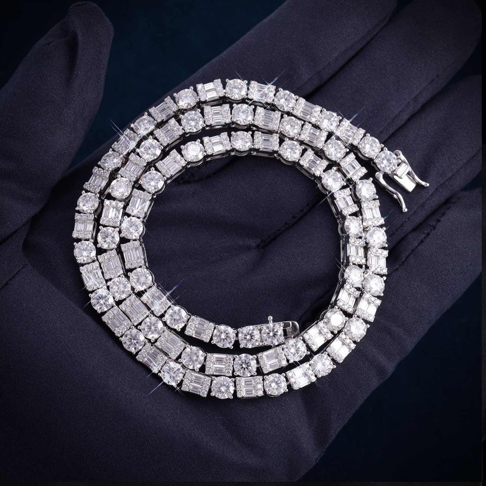 5MM Hybrid Cut Moissanite Tennis Chain 14K Gold