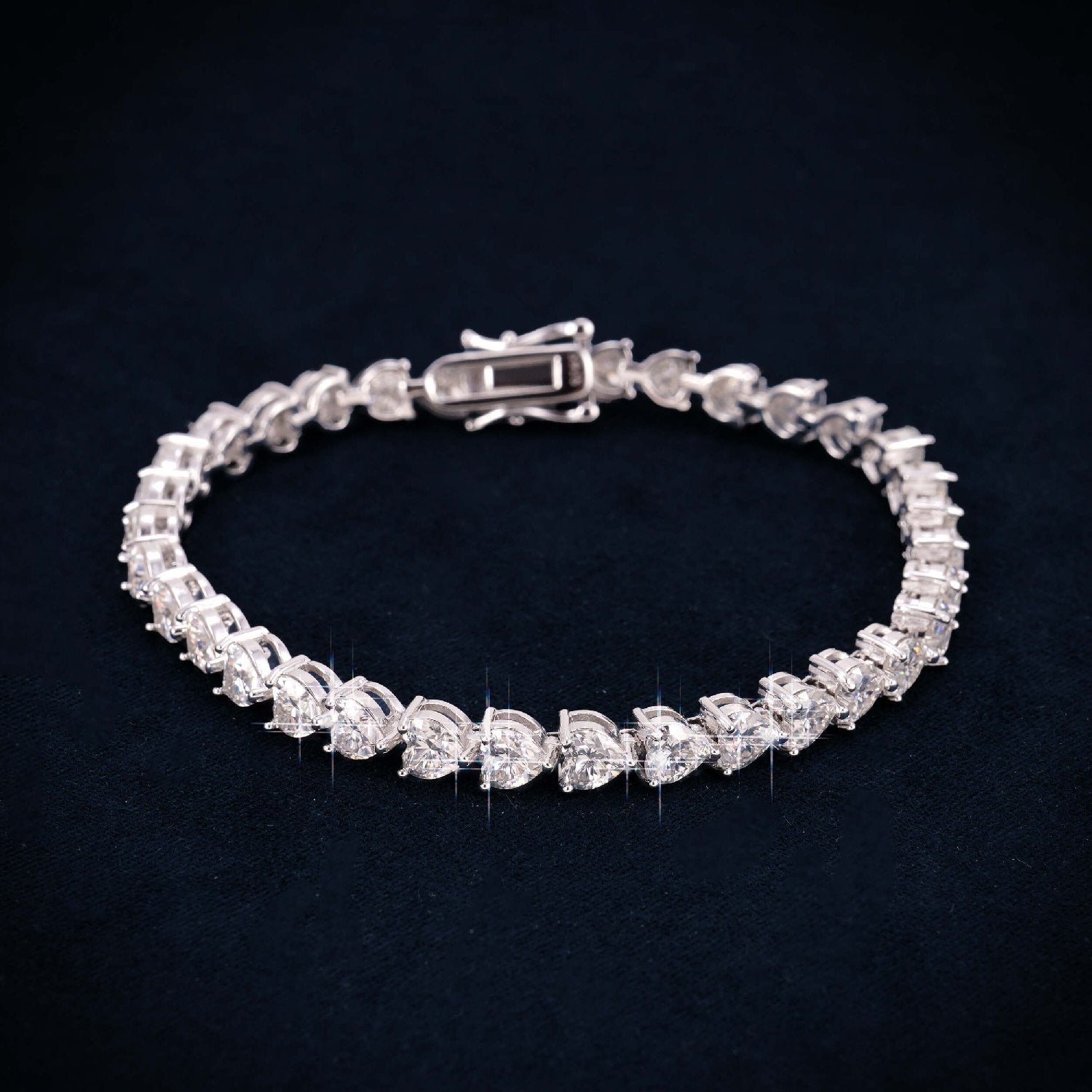 5MM Moissanite Heart Tennis Bracelet 14K Gold