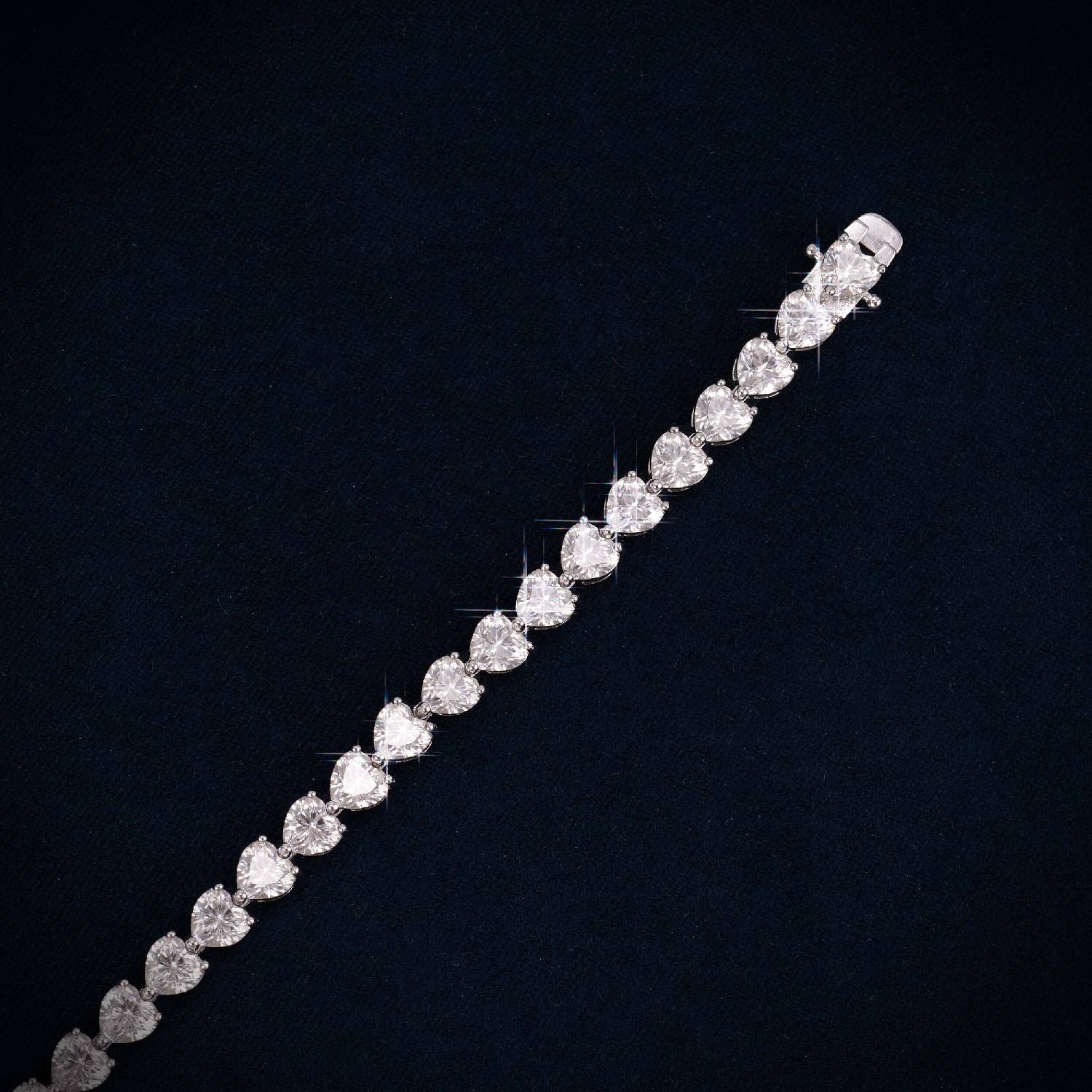 5MM Moissanite Heart Tennis Bracelet 14K Gold