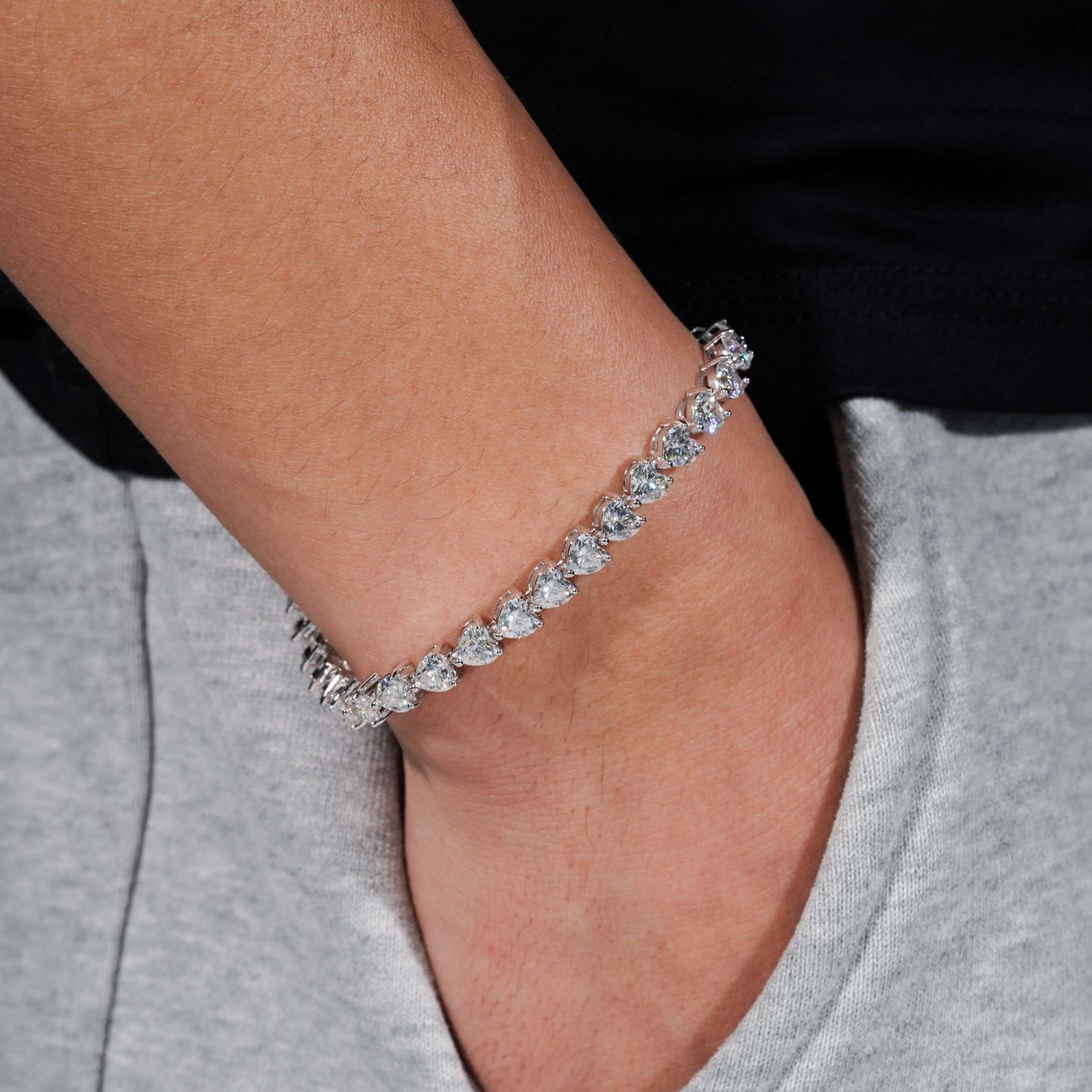 5MM Moissanite Heart Tennis Bracelet 14K Gold