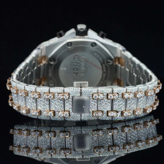 AP Uniquely Crafted Two Tone Fully Iced Out Automatic Moissanite Watch For Men