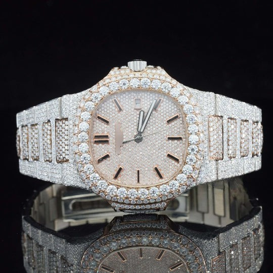 Patek Stylish Full Body Moissanite Diamond Iced Out Automatic Watch