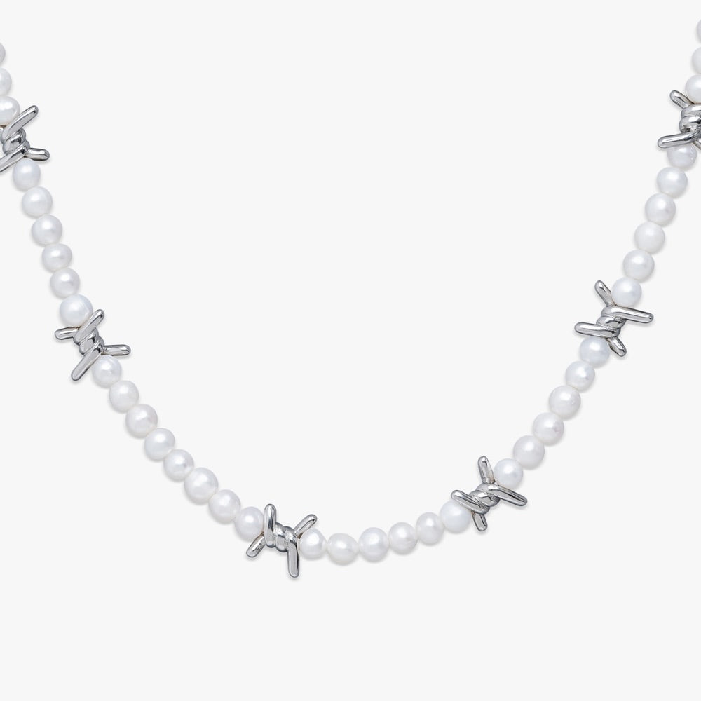 5MM Barbwire Pearl Necklace