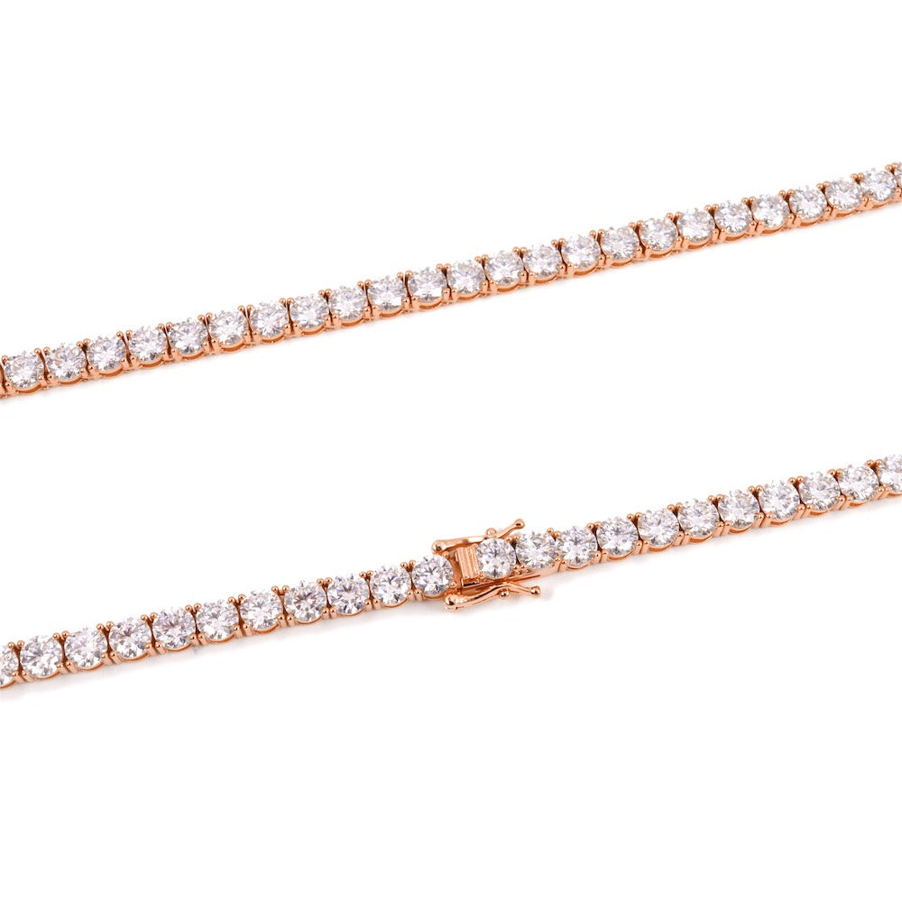 5MM Diamond Tennis Chain 14K Solid Rose Gold