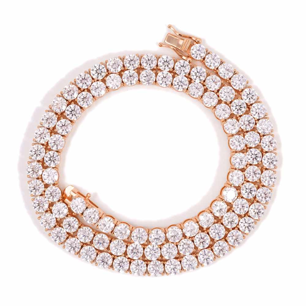 5MM Diamond Tennis Chain 14K Solid Rose Gold