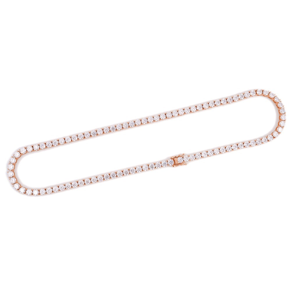 5MM Diamond Tennis Chain 14K Solid Rose Gold
