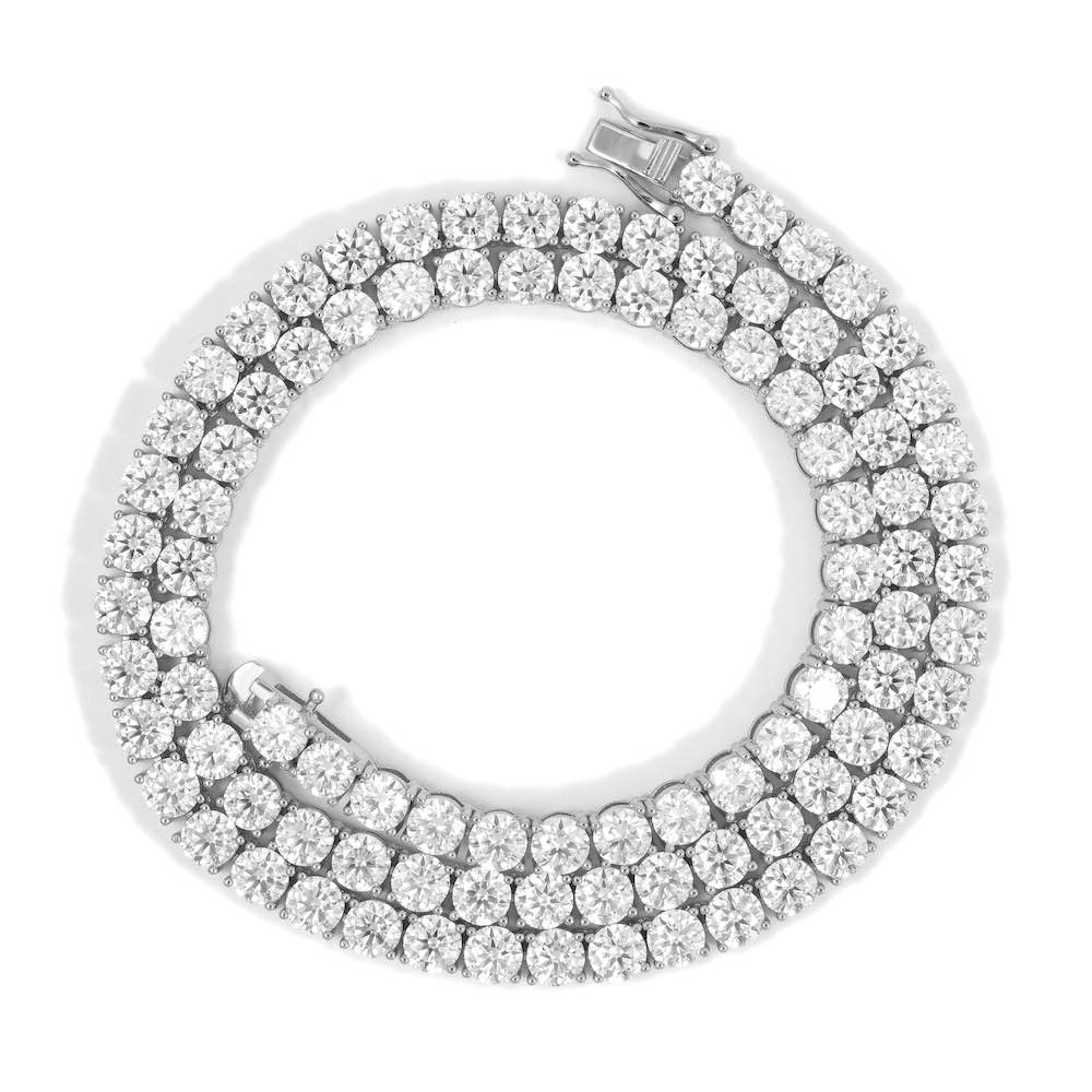 5MM Diamond Tennis Chain 14K Solid White Gold