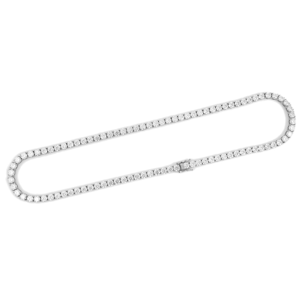 5MM Diamond Tennis Chain 14K Solid White Gold