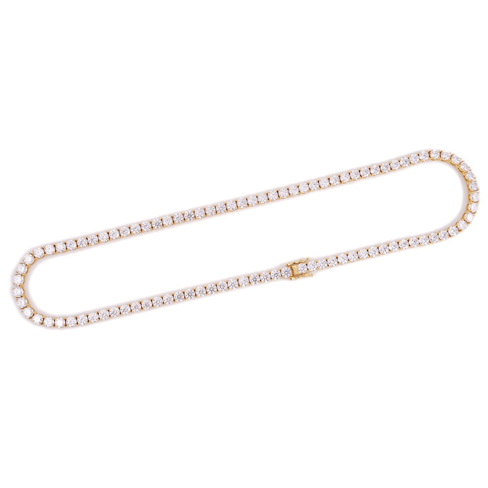 5MM Diamond Tennis Chain 14K Solid Yellow Gold