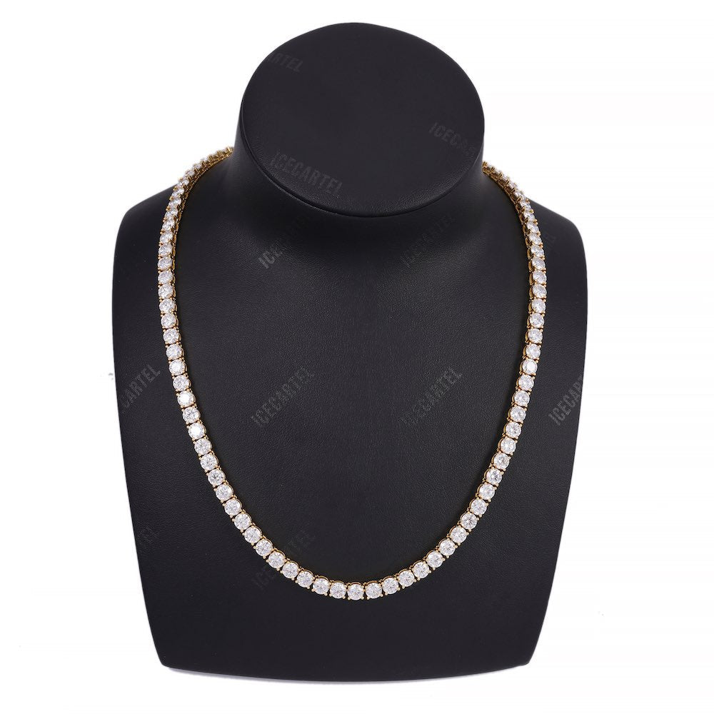 5MM Diamond Tennis Chain 14K Solid Yellow Gold