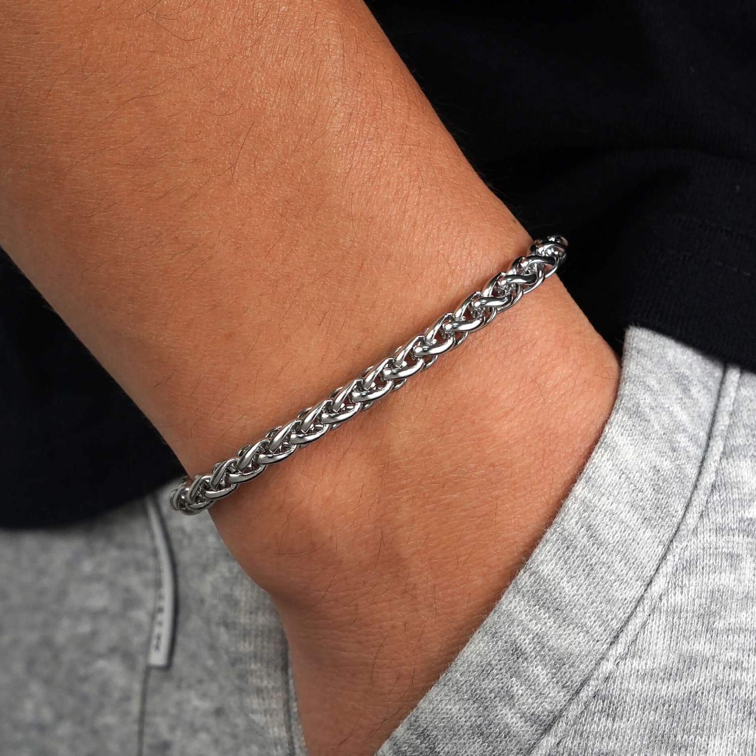 5MM Wheat Link Bracelet Silver