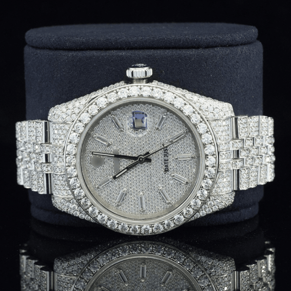 Iced Out Moissanite Rolex Watch Diamond Embellished Analog Fully Automatic Watch For Women