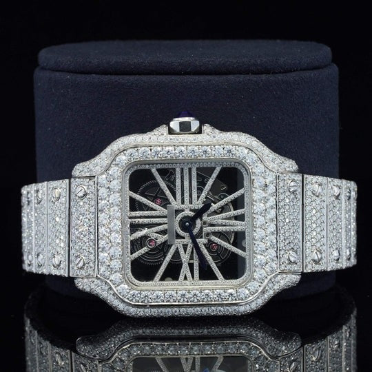 Cartier Moissanite Diamond Watch In Unique Style Fully Iced Out Watch