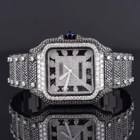 Optimus Cartier Moissanite Black Diamond Iced Out Automatic Watch