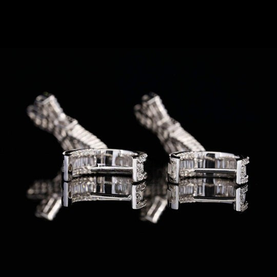 Drop Dangle Round Baguette Hip Hop Style Moissanite Diamond Earring