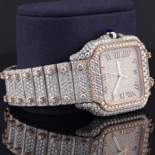Luxurious Cartier Diamond Iced Out Automatic Moissanite Watch