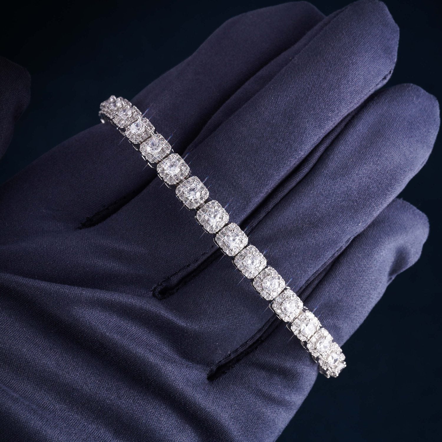 6MM Clustered VVS Tennis Bracelet 14K Gold
