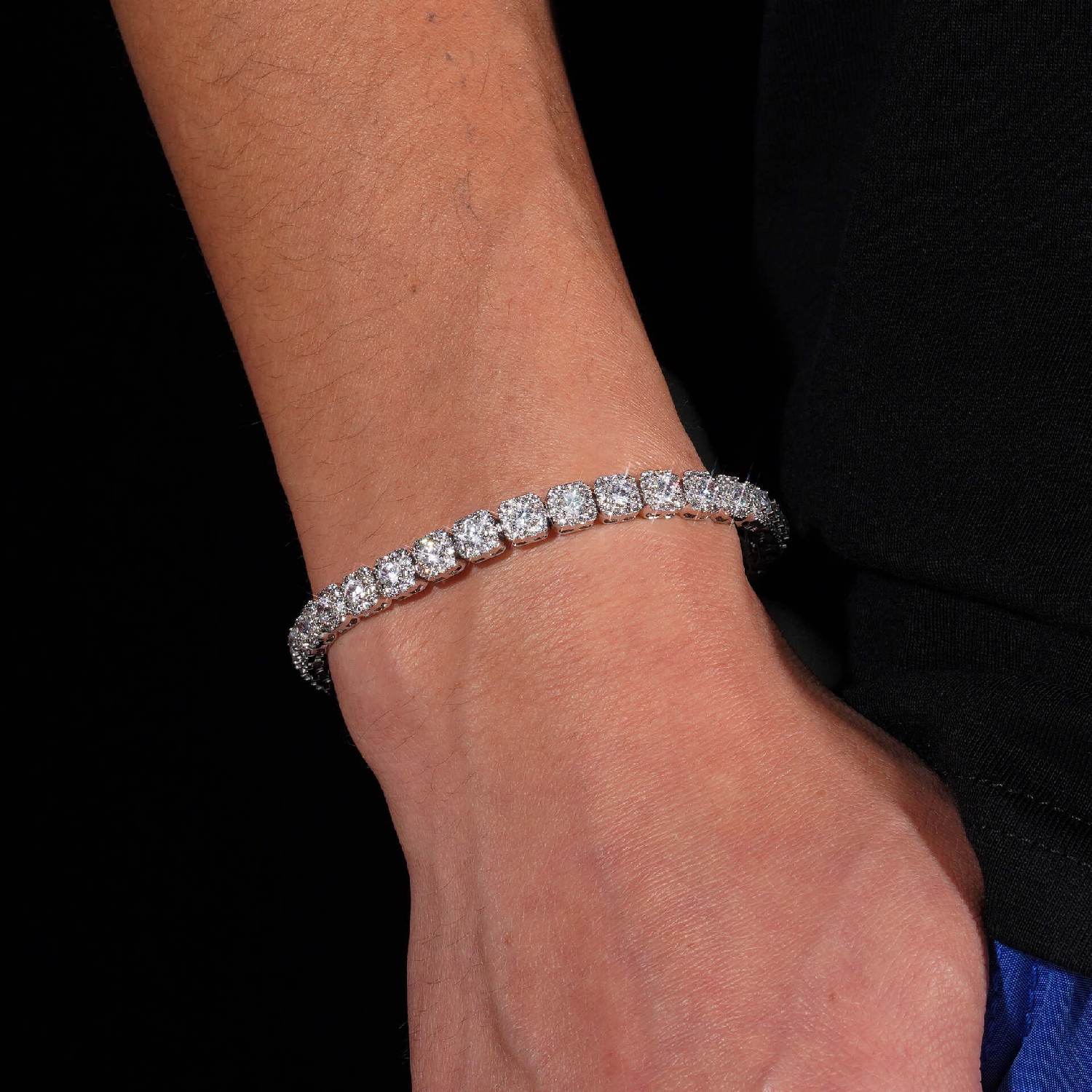 6MM Clustered VVS Tennis Bracelet 14K Gold