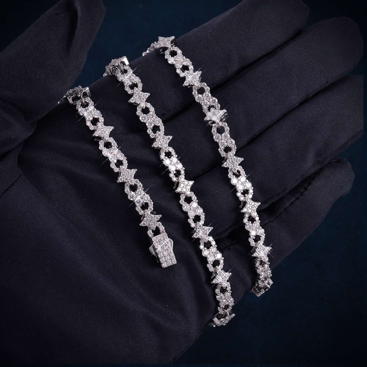 6MM Moissanite Spiked Infinity Link Chain 14K Gold