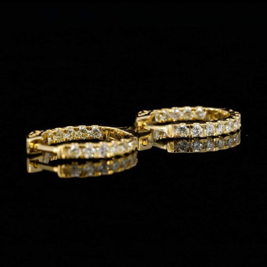 Fabulous Hip Hop Style Round Cut Moissanite Diamond Men Hoop Earring