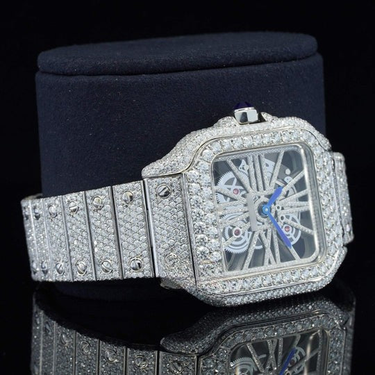 Cartier Moissanite Diamond Watch In Unique Style Fully Iced Out Watch