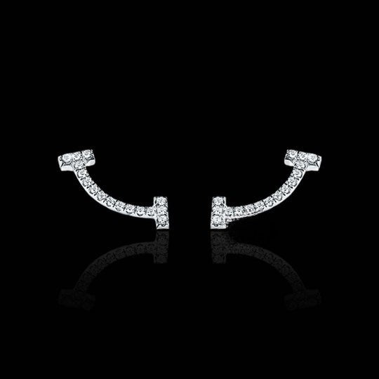 Round Moissanite Climber Earrings For Women