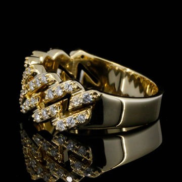 1.10ct Round Moissanite Diamond Cuban Link Style Hip Hop Ring