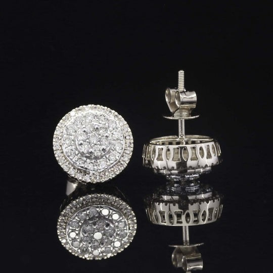 Amazing Round Moissanite Diamond Fancy Look Hip Hop Style Stud Earring