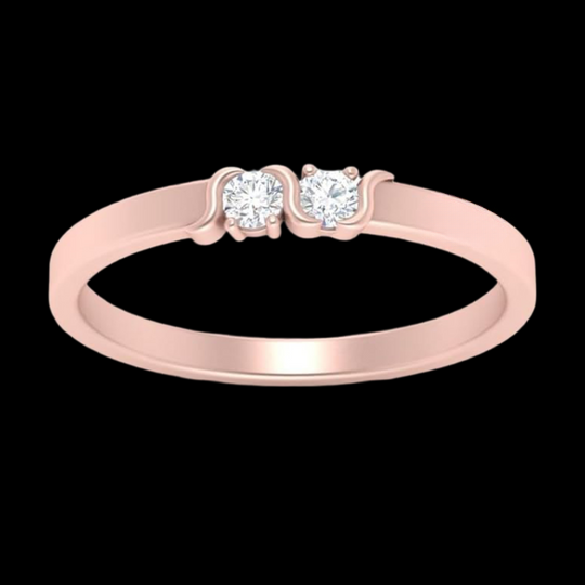 Two Stone Round Shape Prong Setting Moissanite Diamond Wedding Ring