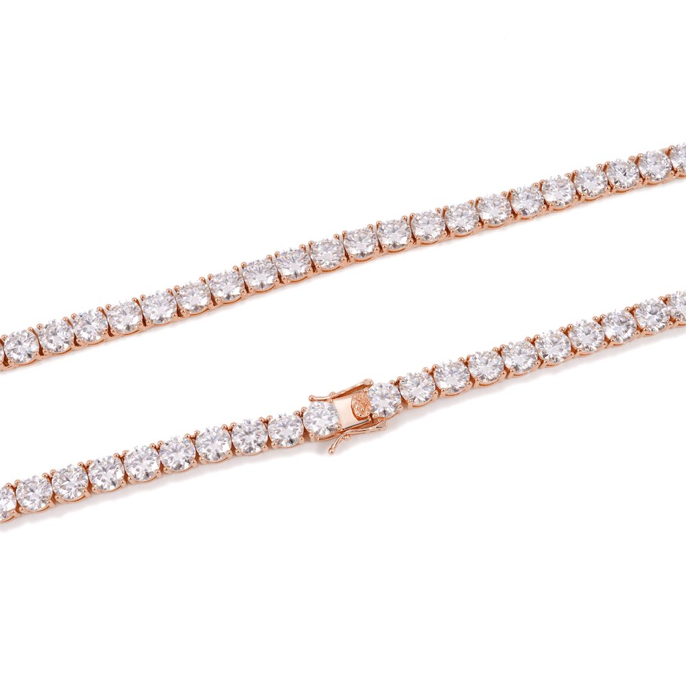 6MM Diamond Tennis Chain 14K Solid Rose Gold