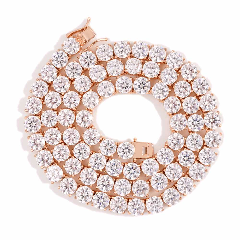 6MM Diamond Tennis Chain 14K Solid Rose Gold