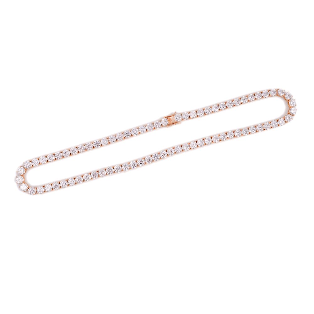 6MM Diamond Tennis Chain 14K Solid Rose Gold