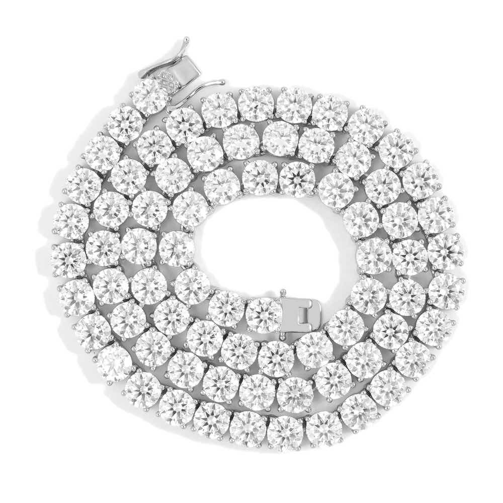 6MM Diamond Tennis Chain 14K Solid White Gold