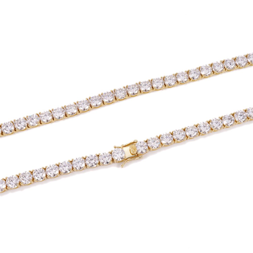 6MM Diamond Tennis Chain 14K Solid Yellow Gold