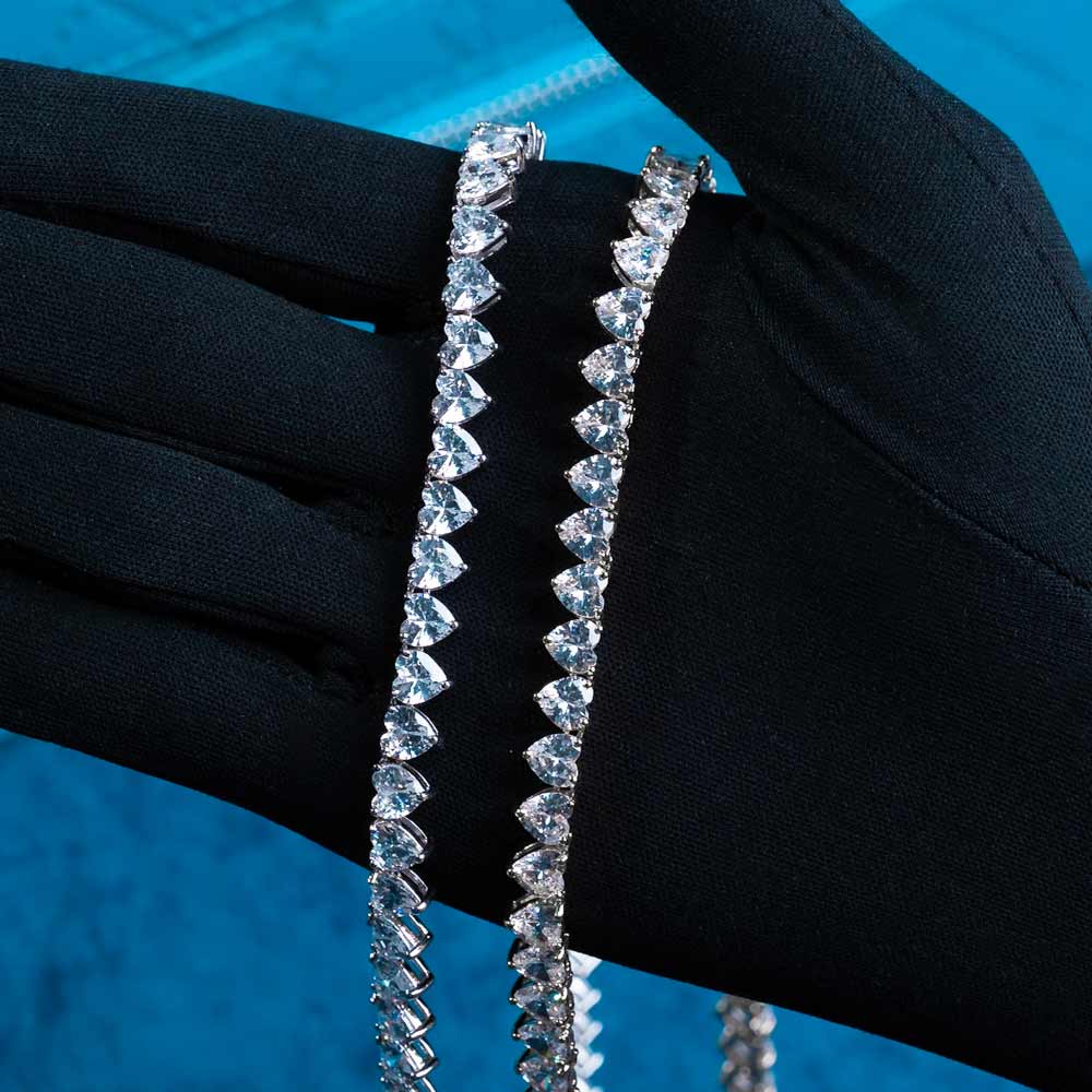 6MM Moissanite Heart Tennis Chain 14K Gold