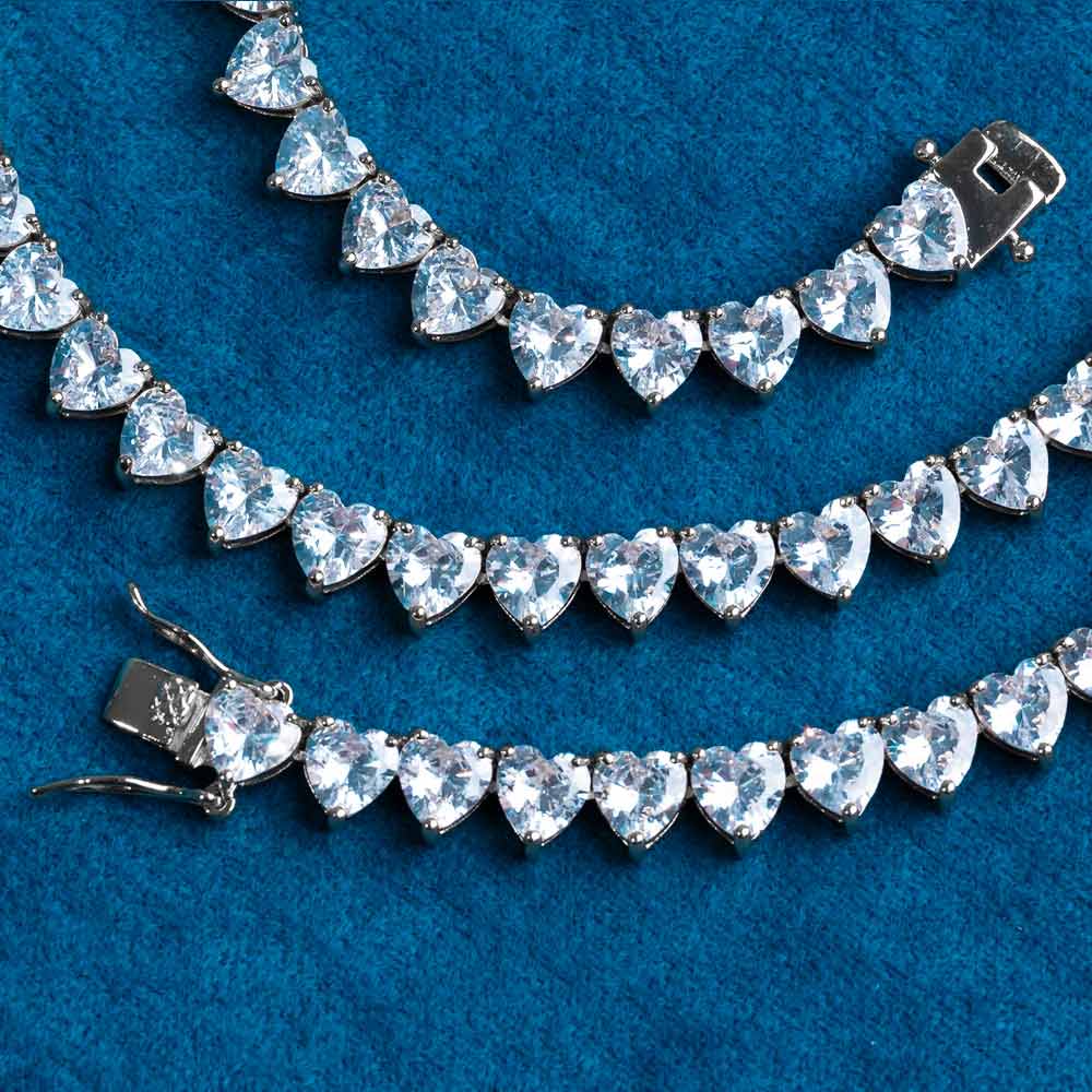 6MM Moissanite Heart Tennis Chain 14K Gold