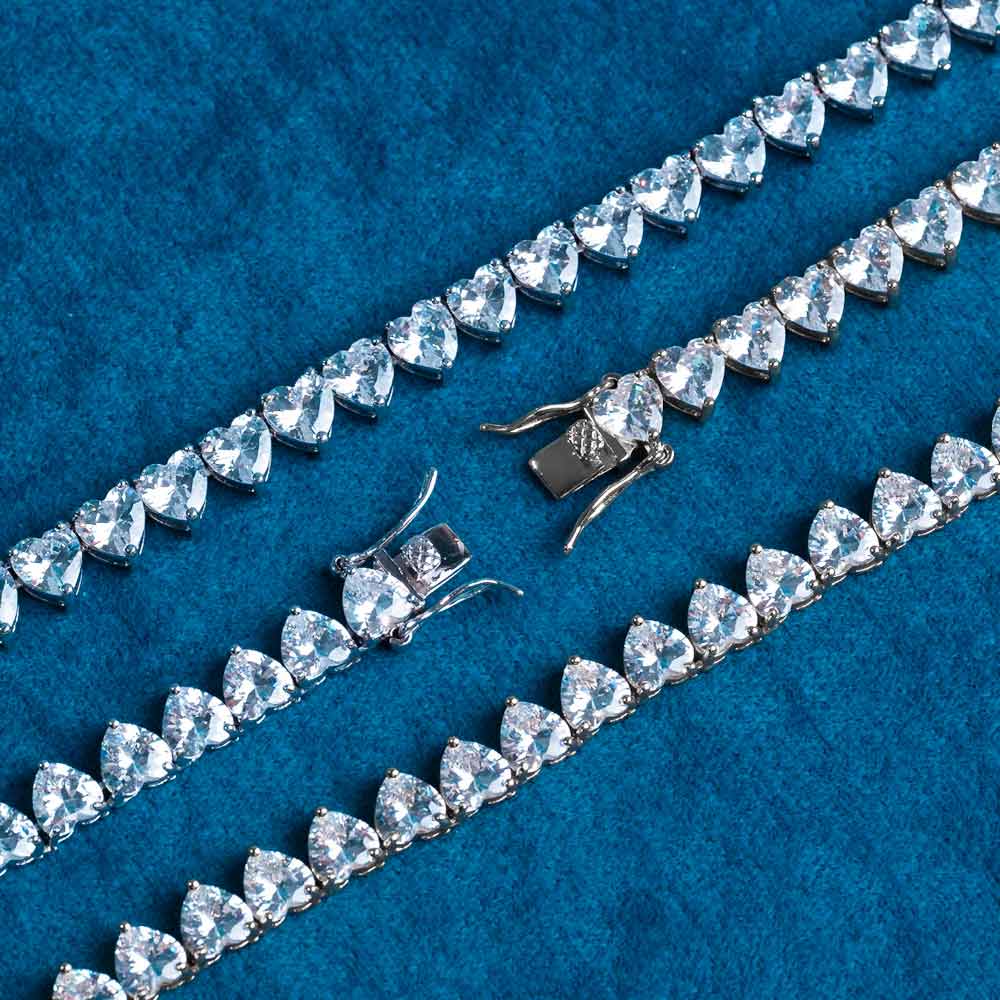 6MM Moissanite Heart Tennis Chain 14K Gold