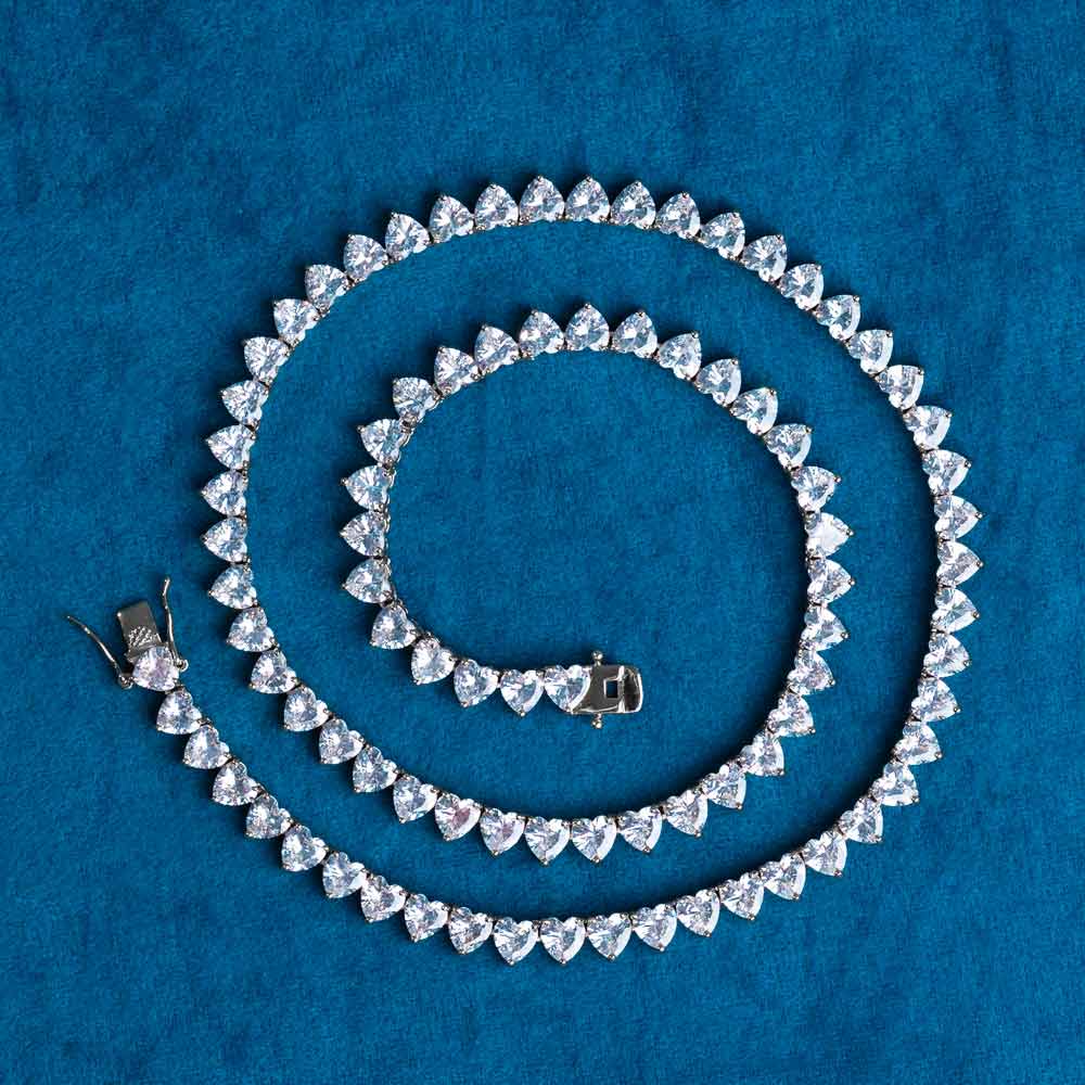 6MM Moissanite Heart Tennis Chain 14K Gold