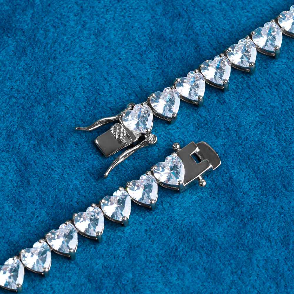 6MM Moissanite Heart Tennis Chain 14K Gold